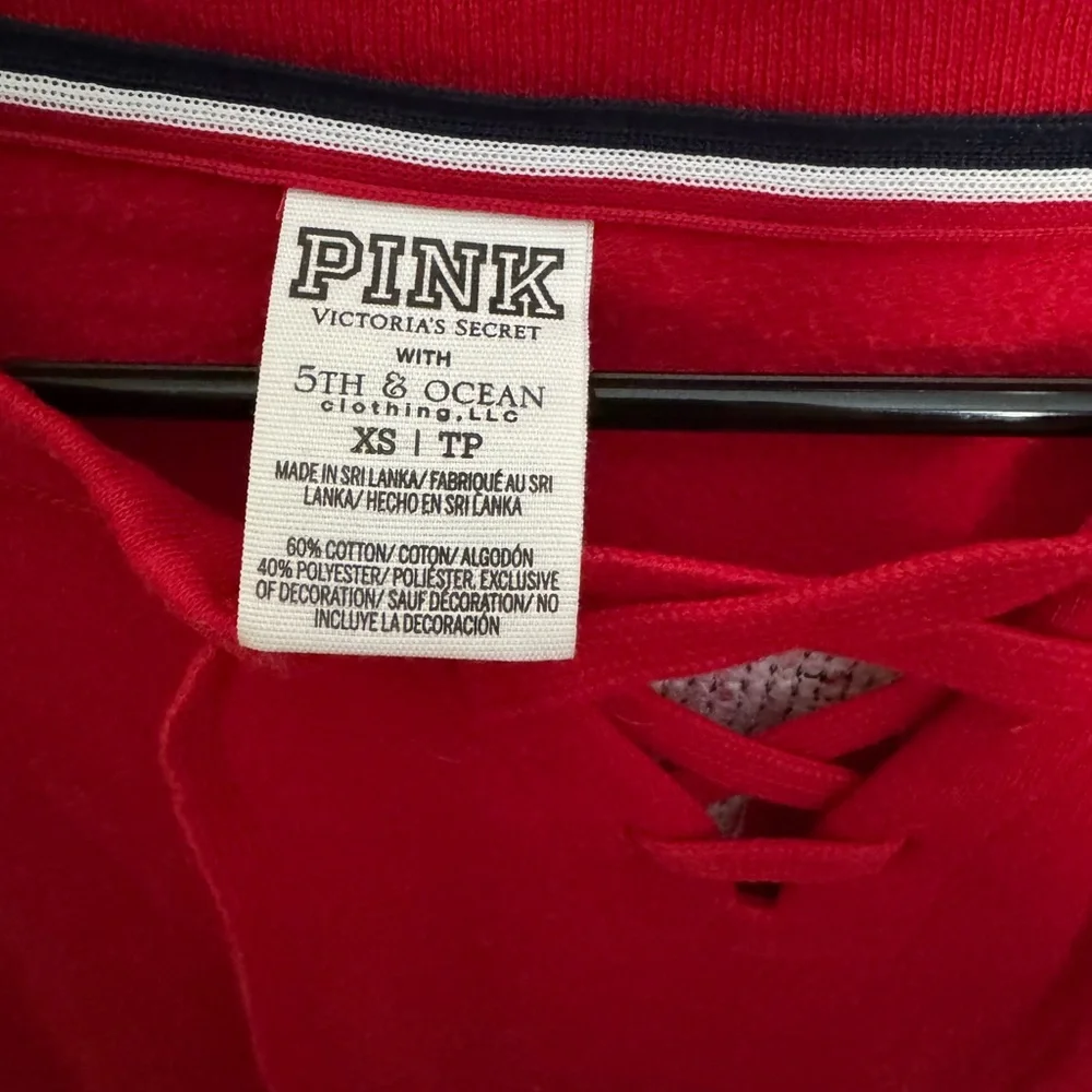 PINK Victoria's Secret Boston Red Sox Lace Up Front MLB Embellished Pull Over XS - Picture 3 of 9